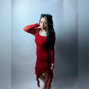 Dark red bodycon shred dress SHEIN size 6